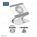 SOPORTE PARA LAPTOP IDK PREMIUM W300 | 1 VENTILADOR | PLATEADO