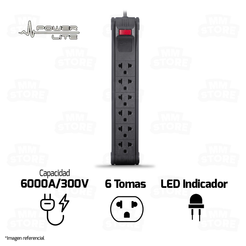 SUPRESOR DE PICOS POWER LITE PLI560-300 | 3 MTS | 6 TOMAS