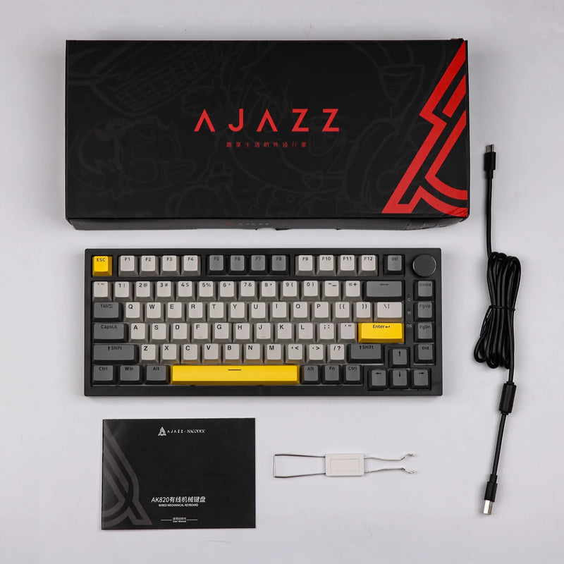 TECLADO AJAZZ AK820 | CABLEADO | RGB | SW-MOON | GRIS-BLANCO-AMARILLO