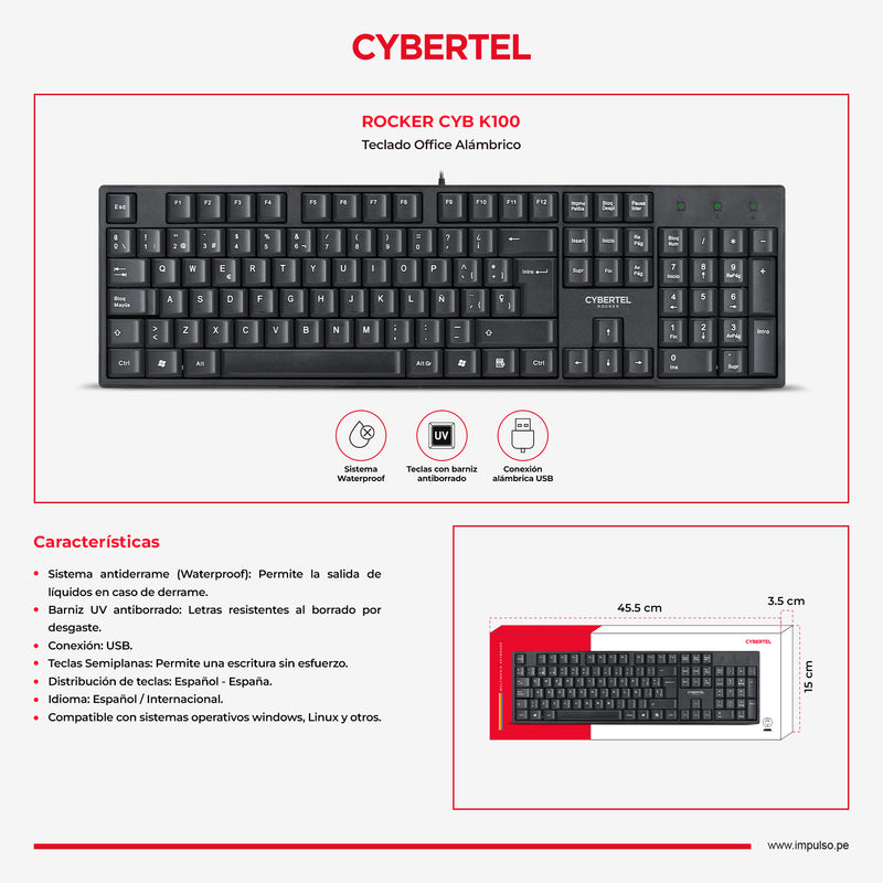 TECLADO CYBERTEL ROCKER CYB K100 | MEMBRANA