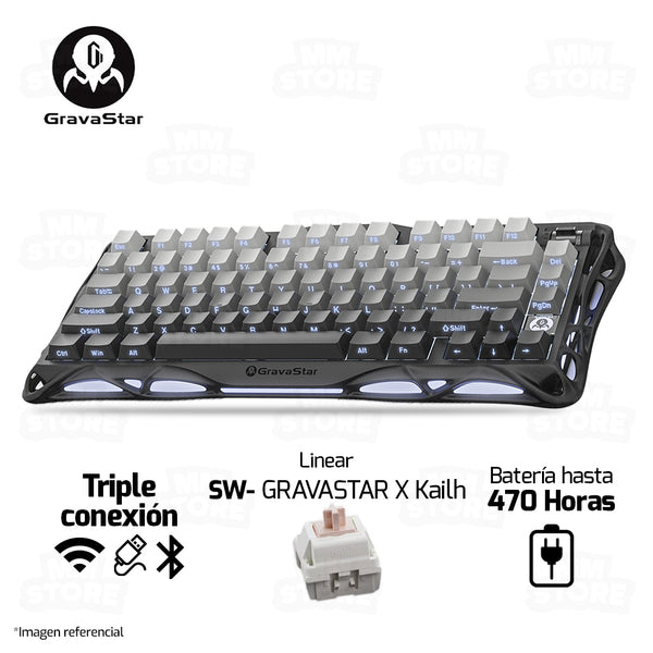 PREVENTA | TECLADO GRAVASTAR MERCURY K1 | RGB | INALAMBRICO | SW GRAVASTAR X KAILH| NEGRO-DEGRADADO