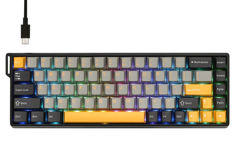 TECLADO MAGNÉTICO AULA WIN68HE MAX | RGB | CABLEADO | GRIS-NEGRO-AMARILLO