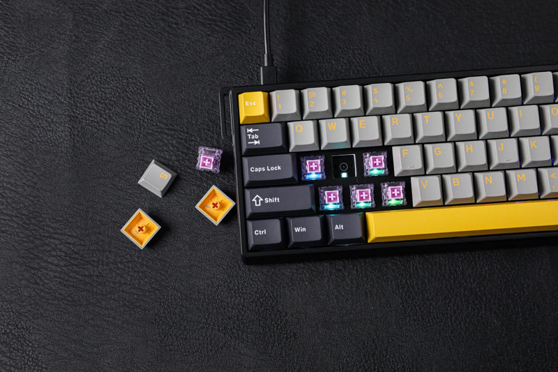 TECLADO MAGNÉTICO AULA WIN68HE MAX | RGB | CABLEADO | GRIS-NEGRO-AMARILLO