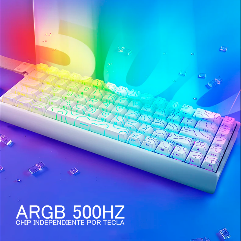 TECLADO MAGNÉTICO IROK CAROTMAS MER68 | SW-PURPLE | RGB | CABLEADO | BLANCO