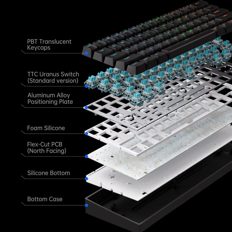 TECLADO MCHOSE ACE 60 | CABLEADO | MAGNETICO | SW KTEC MAGNETIC | RGB | NEGRO