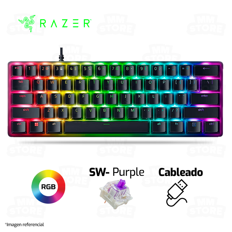 TECLADO RAZER HUNTSMAN MINI | OPTOMECANICO | SW- PURPLE | RGB | NEGRO