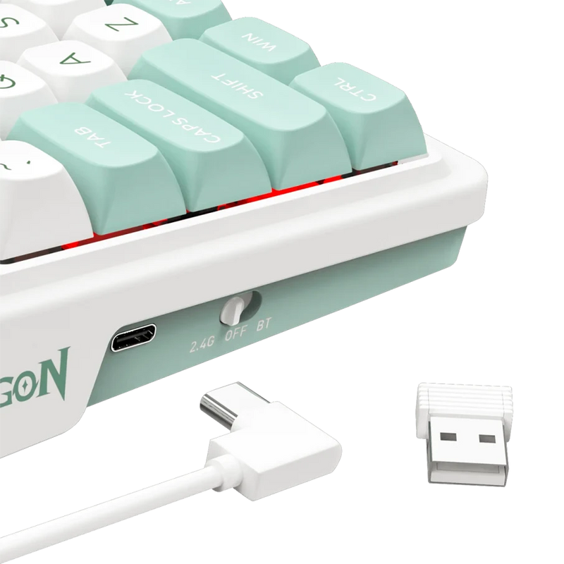 TECLADO REDRAGON GALATIN PRO K719WG | INGLES | INALAMBRICO | SW-MINT | RGB | BLANCO-VERDE