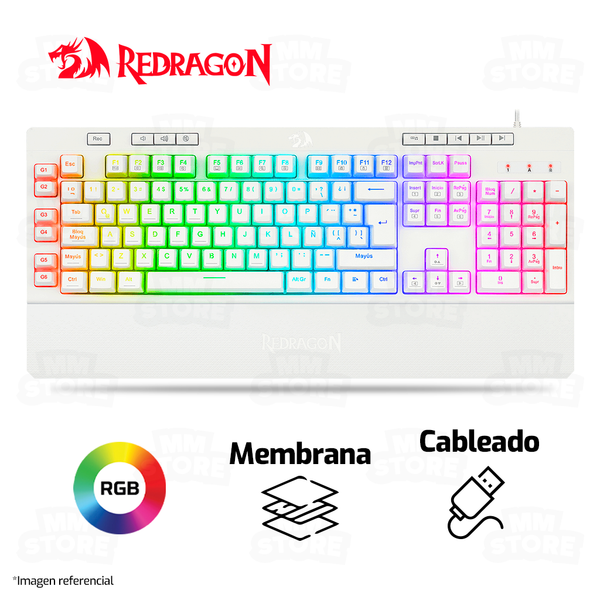 TECLADO REDRAGON SHIVA K512 | SEMI-MECANICO | RGB | BLANCO