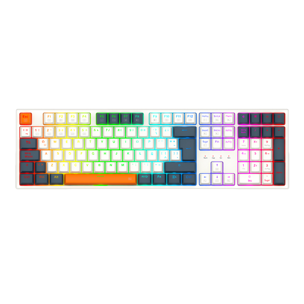 TECLADO REDRAGON TRUNDLE K668WBO | MECANICO | SW-RED | ESPAÑOL | RGB | BLANCO-AZUL-NARANJA