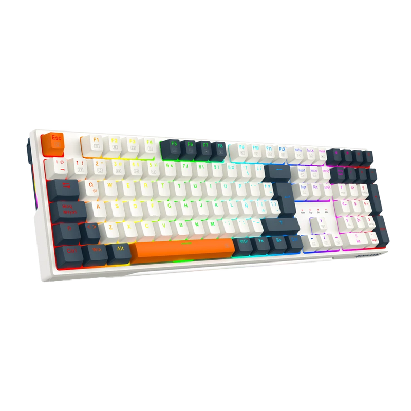 TECLADO REDRAGON TRUNDLE K668WBO | MECANICO | SW-RED | ESPAÑOL | RGB | BLANCO-AZUL-NARANJA