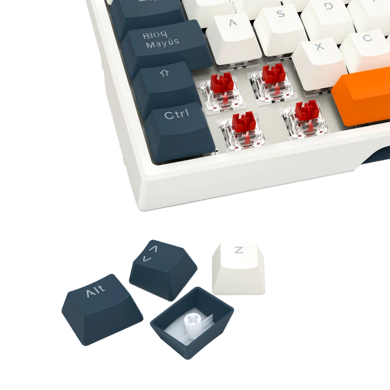 TECLADO REDRAGON TRUNDLE K668WBO | MECANICO | SW-RED | ESPAÑOL | RGB | BLANCO-AZUL-NARANJA