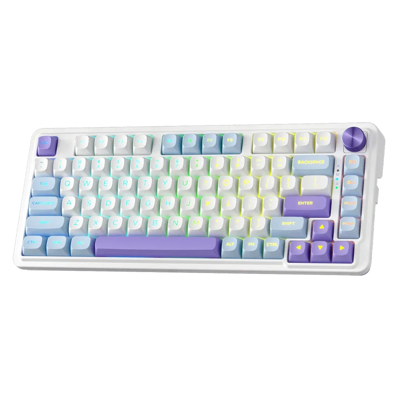 TECLADO REDRAGON UCALMAX K673WBP | INGLES | INALAMBRICO | SW-MINT | RGB | MORADO-BLANCO