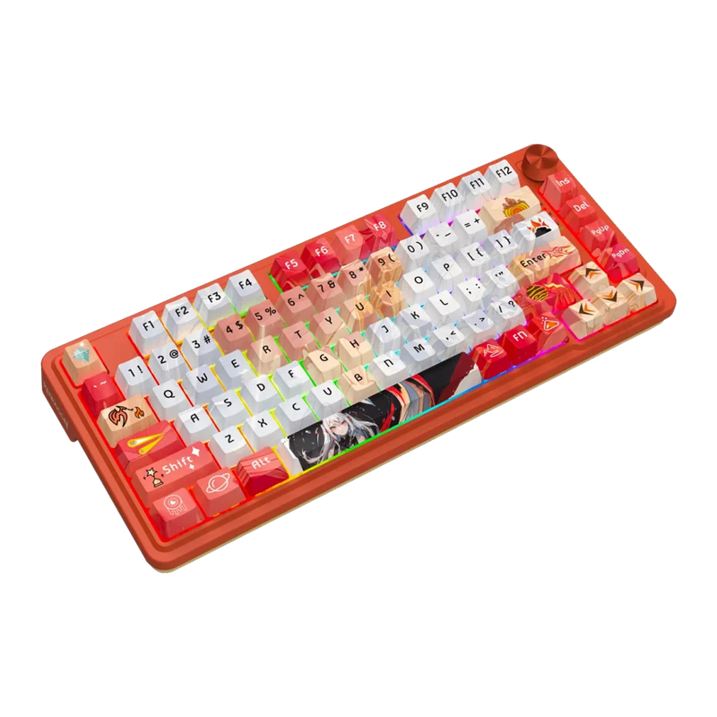 TECLADO REDRAGON UCAL PRO K673AK ANIME| INGLES | INALAMBRICO | SW-MINT | RGB | BLANCO-ROJO