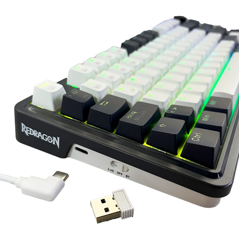 TECLADO REDRAGON UCAL PRO K673WB | ESPAÑOL | INALAMBRICO | SW-RED | RGB | BLANCO-NEGRO