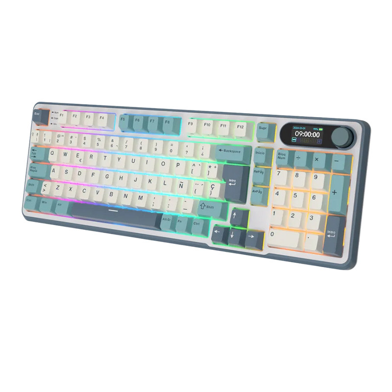 TECLADO ROYAL KLUDGE RK-S98 | ESPAÑOL | INALAMBRICO| SW-CHARTREUSE | RGB | LIGHT CLOUD