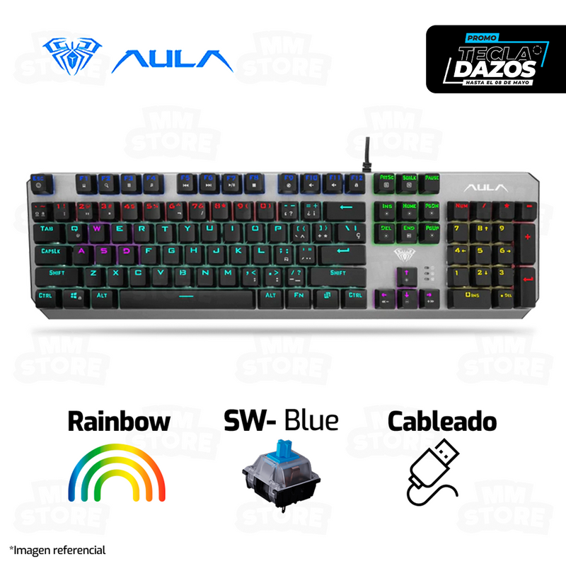 TECLADO AULA F2066-II | MECANICO | SW-BLUE | RAINBOW