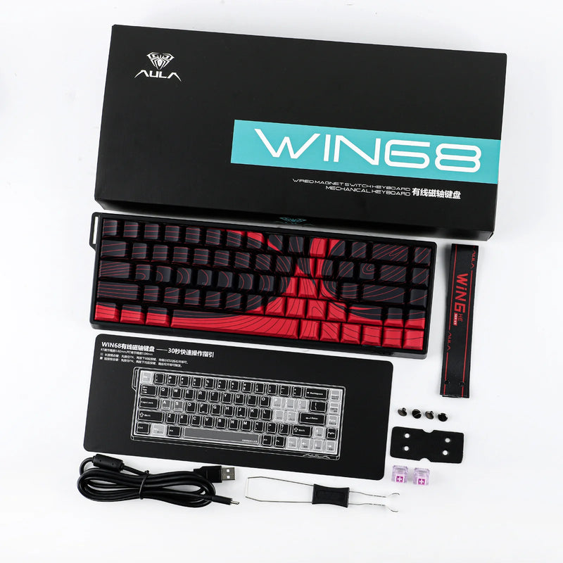 TECLADO MAGNÉTICO AULA WIN68HE MAX | RGB | CABLEADO | NEGRO - ROJO