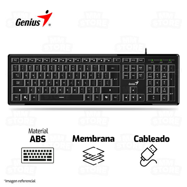 TECLADO GENIUS SLIMSTAR 820 RETROILUMINADO COPILOT | MEMBRANA | NEGRO