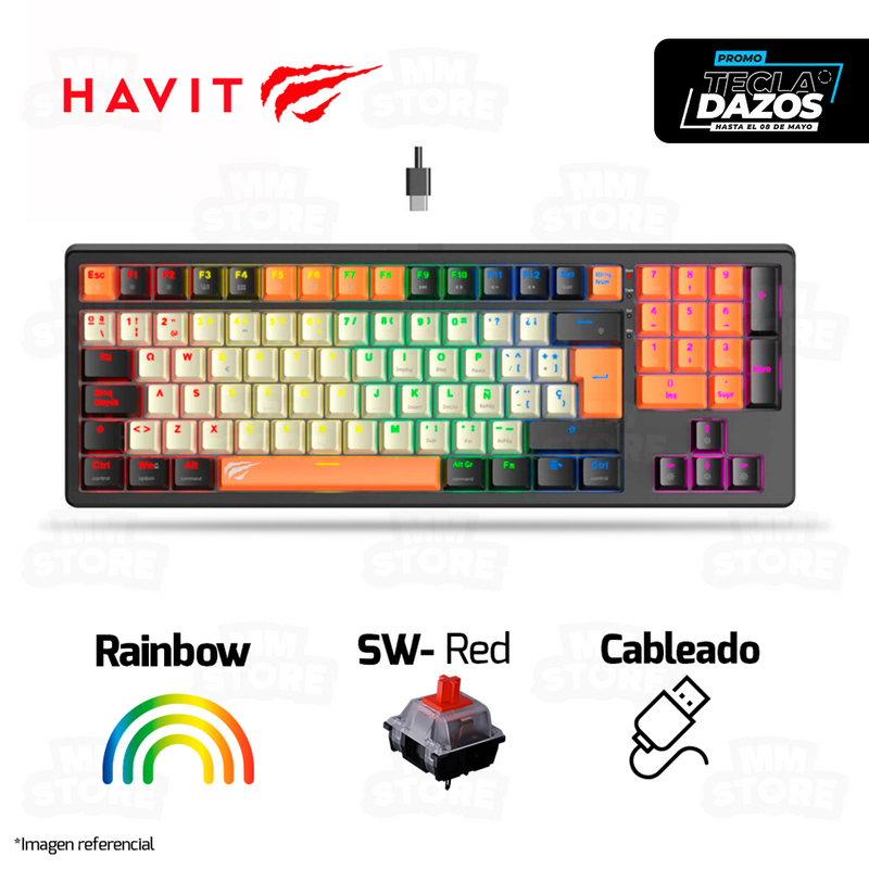TECLADO HAVIT KB512L | MECANICO | SW-RED | RAINBOW