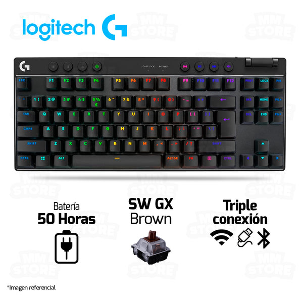 TECLADO LOGITECH GPRO X TKL | INALAMBRICO | MECANICO | GX-BROWN TACTILE | NEGRO