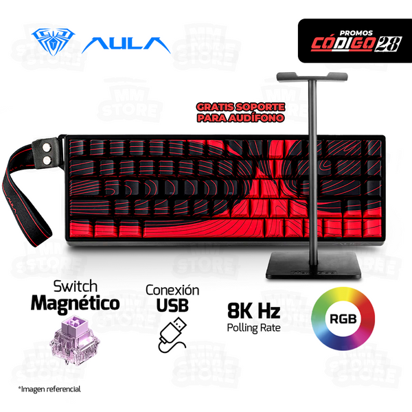 TECLADO MAGNÉTICO AULA WIN68HE MAX CABLEADO | GRATIS 01 SOPORTE AUDIFONO NEW BEE NEGRO