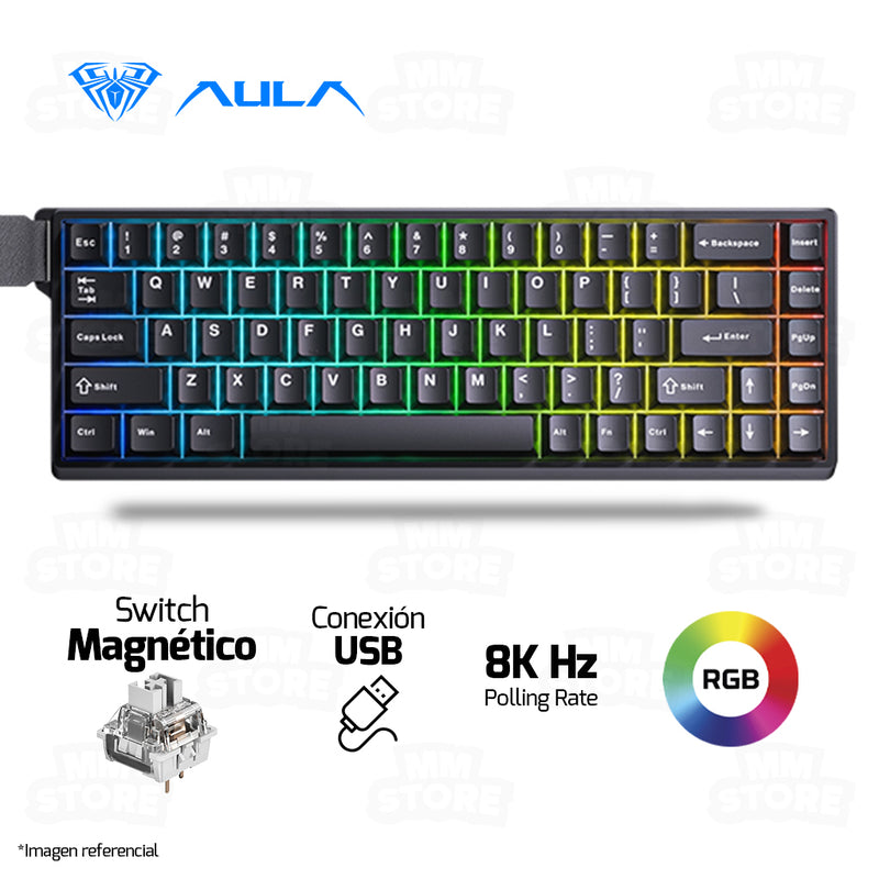 TECLADO MAGNÉTICO AULA WIN68HE | RGB | CABLEADO | NEGRO
