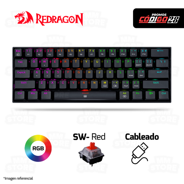 TECLADO REDRAGON DRAGONBORN K630 | ESPAÑOL | MECANICO | SW-RED | RGB | NEGRO
