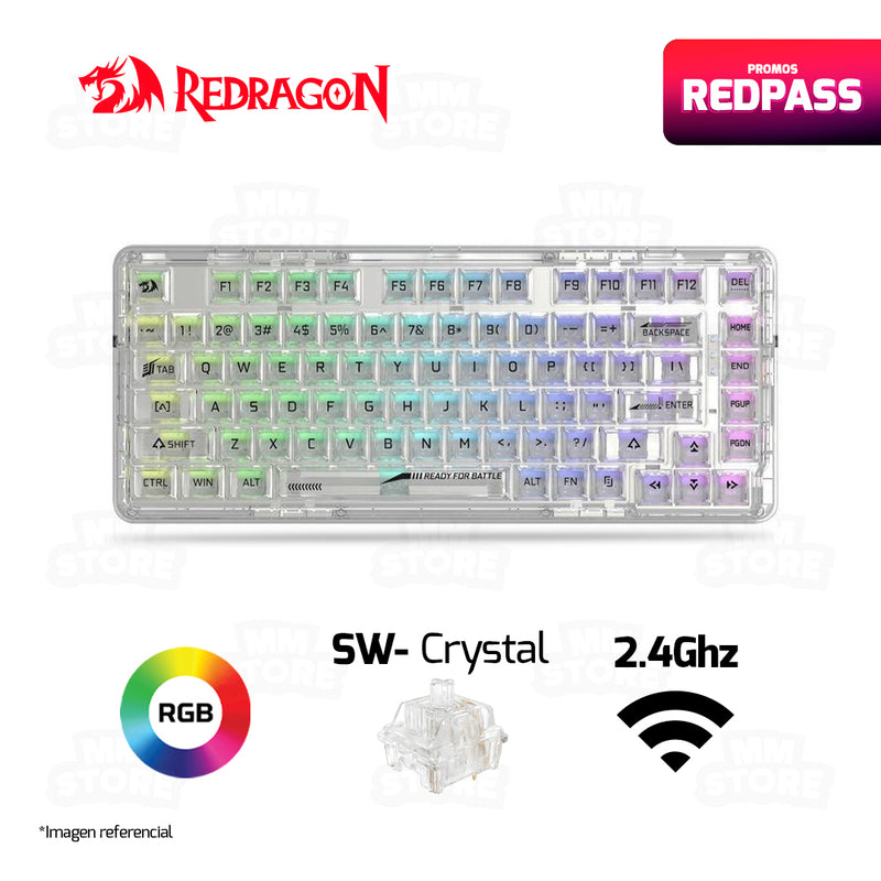 TECLADO REDRAGON ELF PRO K649CTB | INGLES | INALAMBRICO | SW-CRYSTAL | RGB | BLANCO