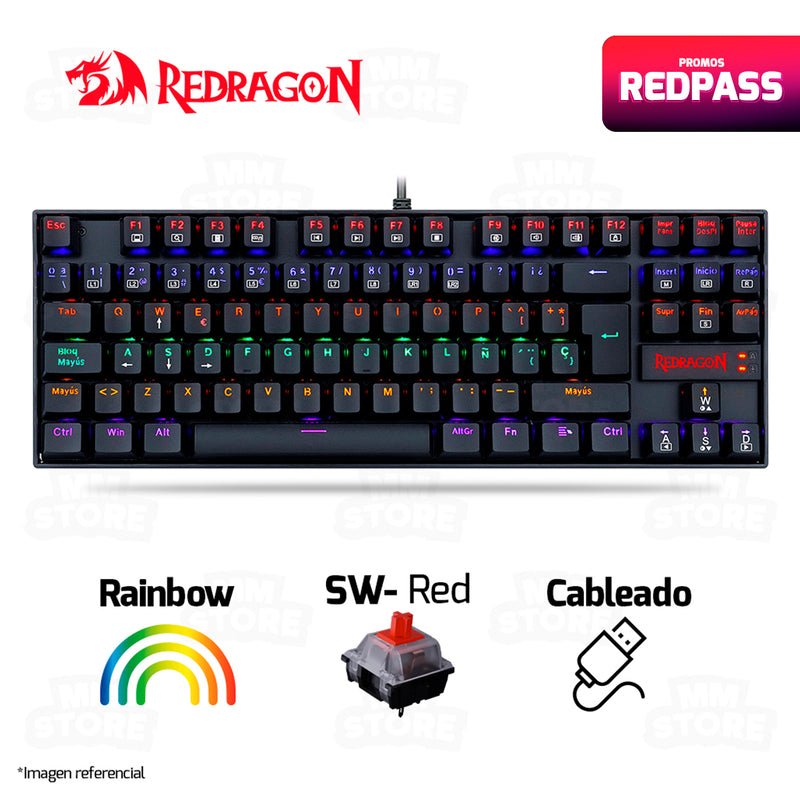 TECLADO REDRAGON KUMARA K552 | MECANICO | SW-RED | RAINBOW | NEGRO