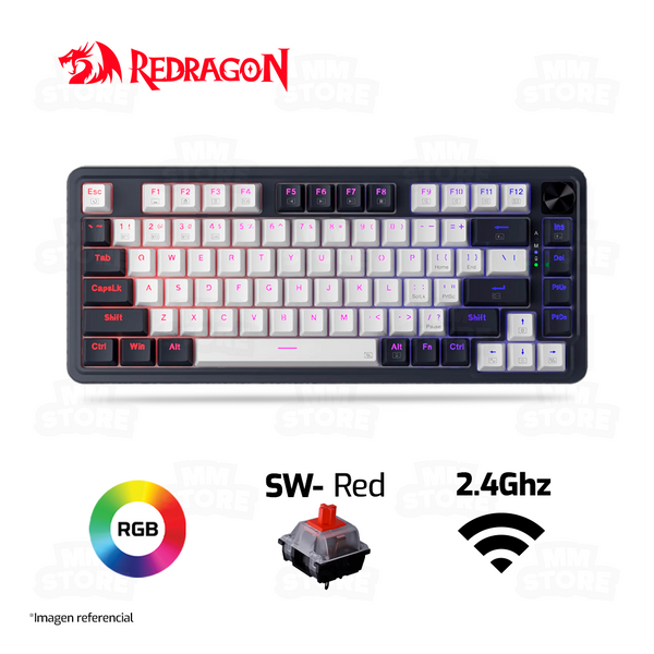 TECLADO REDRAGON UCAL PRO K673WB-RGB-PRO | INGLES | INALAMBRICO | SW-RED | RGB | BLANCO-NEGRO