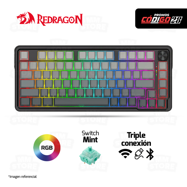 TECLADO REDRAGON UCAL PRO K673SP | INGLES | INALAMBRICO | SW-MINT | RGB | DEGRADED