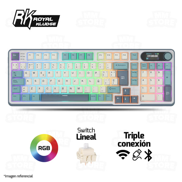 TECLADO ROYAL KLUDGE RK-S98 | ESPAÑOL | INALAMBRICO| SW-CHARTREUSE | RGB | LIGHT CLOUD