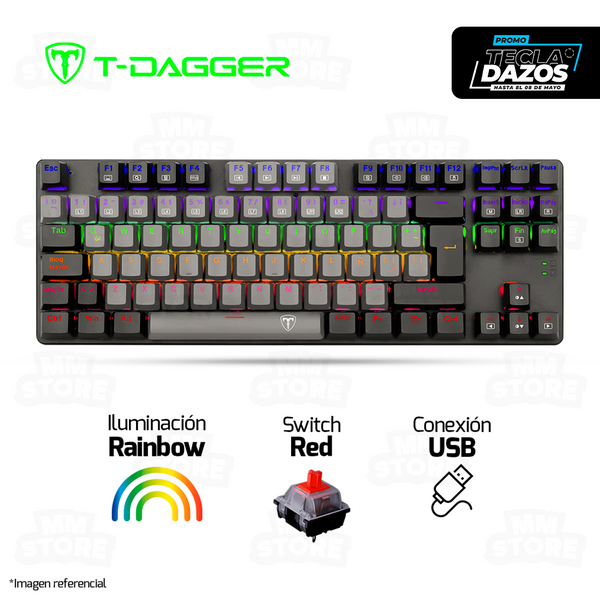 TECLADO T-DAGGER BORA T-TGK313 | MECANICO | SW-RED | RAINBOW | GRIS-NEGRO