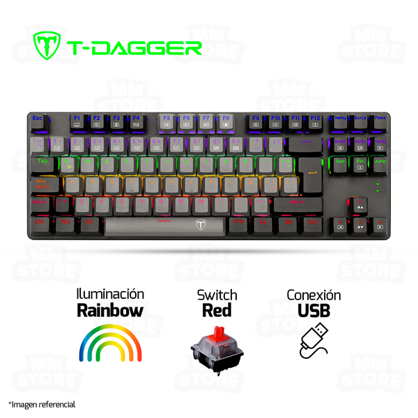 TECLADO T-DAGGER BORA T-TGK313 | MECANICO | SW-RED | RAINBOW | GRIS-NEGRO