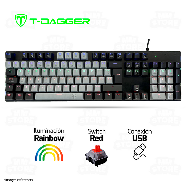 TECLADO T-DAGGER NAXOS T-TGK310 | MECANICO | SW-RED | RAINBOW | GRIS-NEGRO