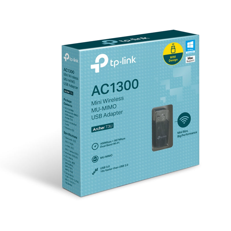 ADAPTADOR WIFI TP-LINK TL-ARCHER T3U AC1300 MINI | USB 3.0 | 2.4 GHz - 5GHz