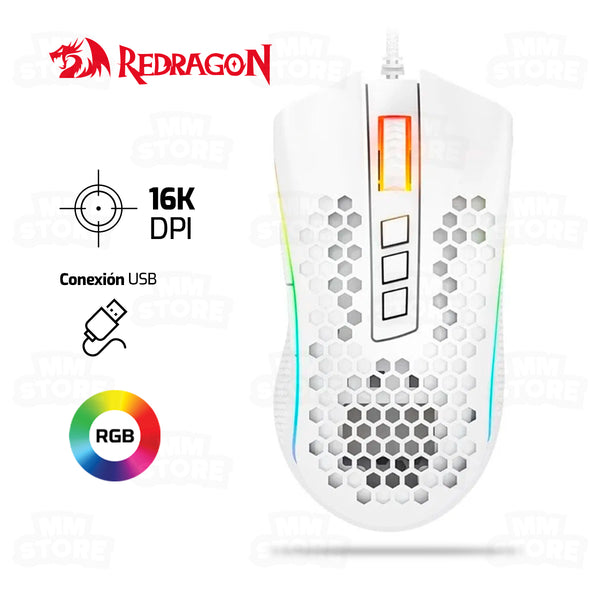 MOUSE REDRAGON STORM ELITE M988 | 16,000 DPI | RGB | BLANCO