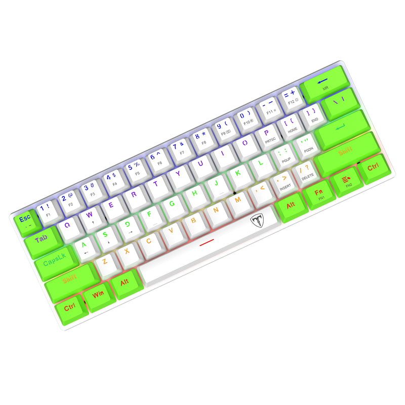 TECLADO T-DAGGER ARENA T-TGK321 | INGLES | MECANICO | SW-BROWN | RAINBOW | BLANCO-VERDE