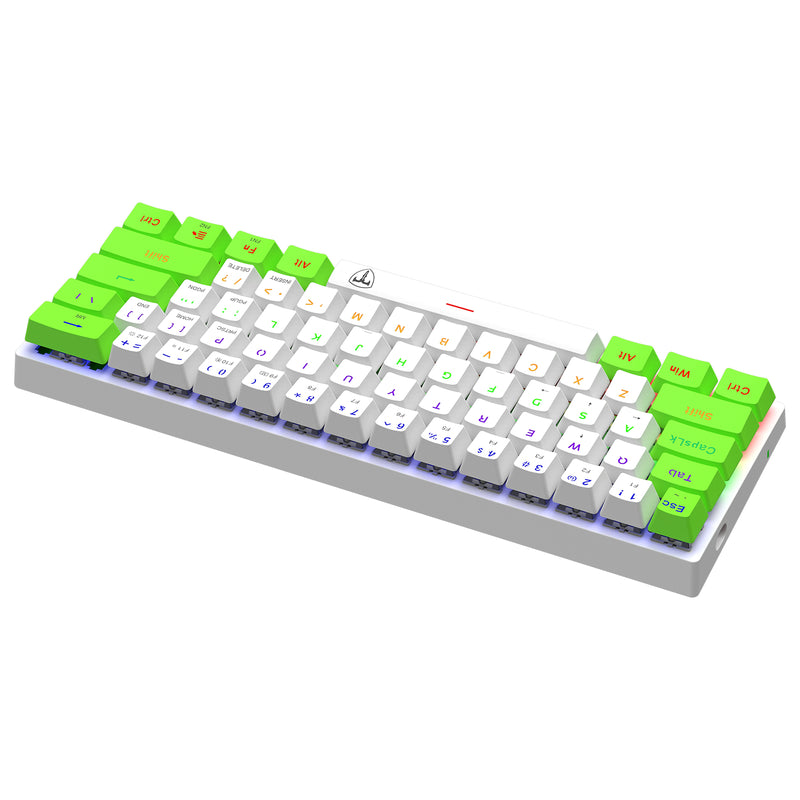 TECLADO T-DAGGER ARENA T-TGK321 | INGLES | MECANICO | SW-BROWN | RAINBOW | BLANCO-VERDE