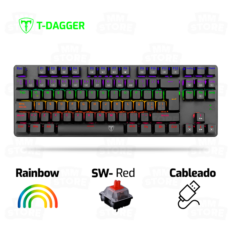 TECLADO T-DAGGER BORA T-TGK313 | MECANICO | SW-RED | RAINBOW | NEGRO