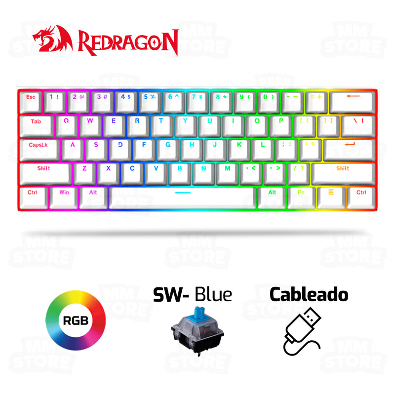 TECLADO REDRAGON DRAGONBORN K630 | INGLES | MECANICO | SW-BLUE | RGB | BLANCO