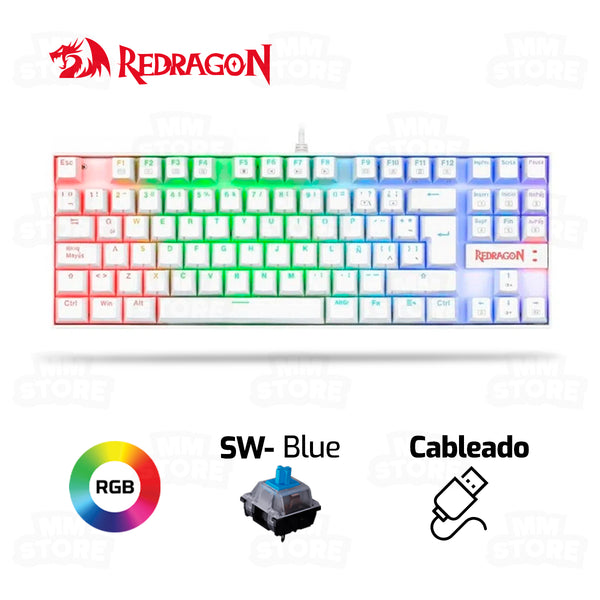 TECLADO REDRAGON KUMARA K552 | MECANICO | SW-BLUE | RGB | BLANCO