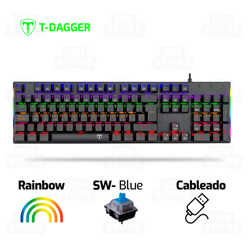 TECLADO T-DAGGER NAXOS | MECANICO | SW-BLUE | NEGRO | RAINBOW